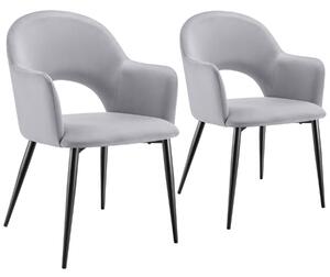 TecTake GmbH 405466 sachel fåtölj, sammetslook, klädd, 120 kg - ljusgrå, uppsättning av 2