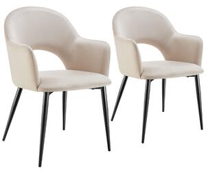 TecTake GmbH 405467 sachel fåtölj, sammetslook, klädd, 120 kg - creme, uppsättning av 2