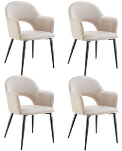 TecTake GmbH 405538 sachel fåtölj, sammetslook, klädd, 120 kg - creme, uppsättning om 4