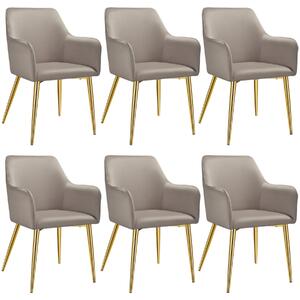 TecTake GmbH 405498 fåtölj avane, i sammet, stoppad - taupe, uppsättning om 6