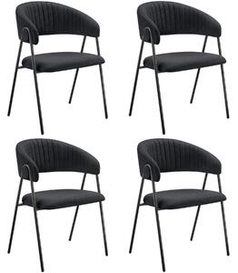TecTake GmbH 405515 bedano fåtölj, stoppad, väv, 150 kg - svart, uppsättning om 4