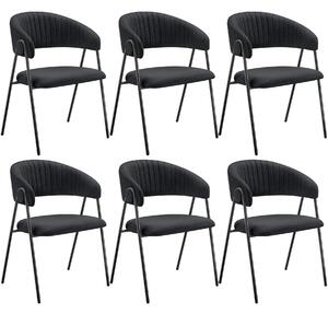 TecTake GmbH 405516 bedano fåtölj, stoppad, väv, 150 kg - svart, uppsättning om 6