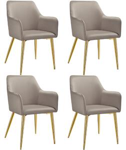 TecTake GmbH 405497 fåtölj avane, i sammet, stoppad - taupe, uppsättning om 4