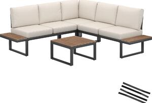 TecTake GmbH 405344 loungeset eliar, 4-delar, med aluminiumram - svart