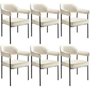 TecTake GmbH 405489 fåtölj doé, stoppad, stålben - vävt tyg benvitt/svart, uppsättning om 6