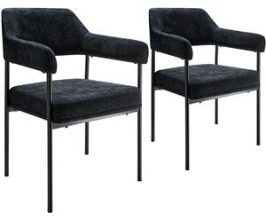 TecTake GmbH 405471 fåtölj doé, stoppad, stålben - vävt tyg svart/svart, uppsättning av 2