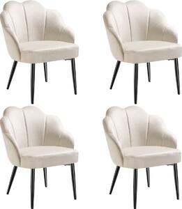 TecTake GmbH 405828 fåtölj hellen, stoppad med sammetstyg - grädde/svart, uppsättning om 4