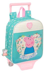 Skolväska med hjul Peppa Pig Pretty flowers Gul Mint 22 x 27 x 10 cm