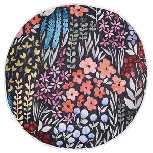 Set med 2 kuddar för utomhusbruk Flerfärgad polyester ⌀ 40 cm Rund kudde med blommönster Trädgård uteplats Beliani