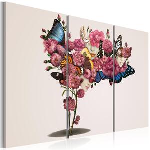Canvas Tavla - Fjärilar, blommor och karneval - 90x60