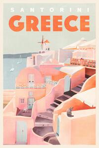 Illustration Travel Poster Santorini Jewel, The Whiskey Ginger