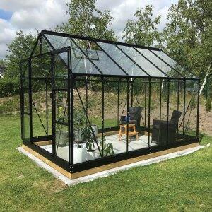 Växthus 9,6m² - Härdat glas - Svart - Kanalplast, Svart