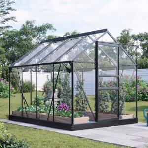 Växthus 5m² - Härdat glas - Svart - Svart, Utan sockel