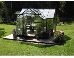 Växthus Saturnus 12,8 m² - svart + Växthusrengöring - Fristående växthus, Växthus