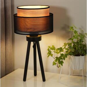 Duolla - Bordslampa WOOD BOHO 1xE27/15W/230V diameter 25 cm svart/beige