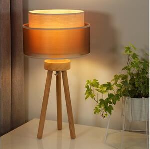 Duolla - Bordslampa WOOD BOHO 1xE27/15W/230V diameter 25 cm koppar/brun/beige