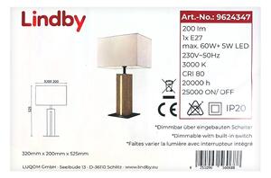 Lindby - Bordslampa GARRY 1xE27/60W/230V + LED/5W/230V