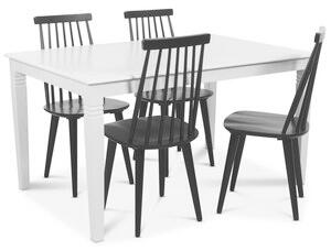 Mellby matgrupp 140 cm bord med 4 st svarta Dalsland pinnstolar - Vit / Svart - Matgrupper