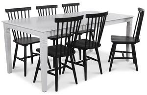 Mellby matgrupp 180 cm bord med 6 st svarta Karl Pinnstolar