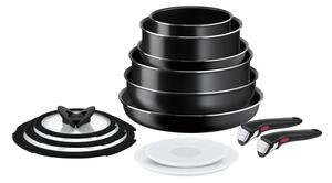 Tefal - Sätt med matlagningsutrustning 13 delar INGENIO EASY COOK & CLEAN BLACK