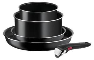 Tefal - Sätt med matlagningsutrustning 5 delar INGENIO EASY COOK & CLEAN BLACK