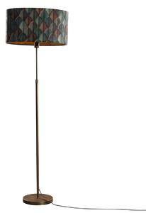 Vloerlamp brons met ovale velours kap blad design 50cm - Parte