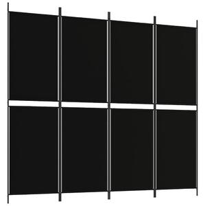 Rumsavdelare 4 paneler svart 200x180 cm tyg