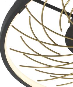 Design taklampa svart med guld 3-stegs dimbar - Spaak