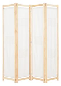 Rumsavdelare 4 paneler 160x170x4 cm gräddvit tyg - Gräddvit