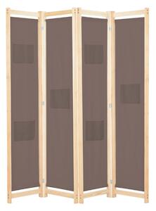 Rumsavdelare 4 paneler 160x170x4 cm brun tyg - Brun