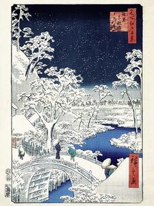 Konsttryck Meguro Drum Bridge och Sunset Hill, Utagawa Hiroshige, (30 x 40 cm)
