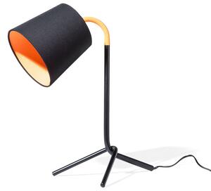 Bordslampa i Svart Cylindrisk Lampskärm Orange Modern Vintage Beliani