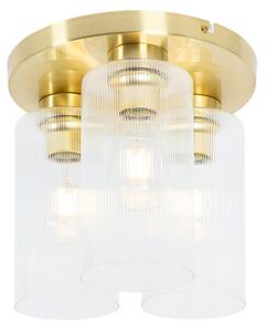 Art Deco taklampa guld med glas 3-ljus - Laura