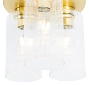 Art Deco taklampa guld med glas 3-ljus - Laura