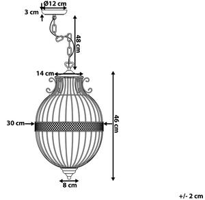 Hängande Lampa Svart Järn Glob Form Bur 3 Ljus Industriell Beliani