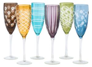Polspotten - Cuttings Champagne Glasses / set af 6 - Champagneglas - Multi-colored - Ø5,5 x H24 cm