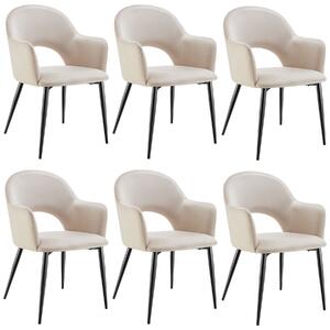 TecTake GmbH 405539 sachel fåtölj, sammetslook, klädd, 120 kg - creme, uppsättning om 6