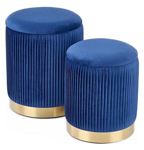 KIT 2x Taburett MONTY diameter 36/66 cm blå/guld