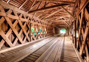 Fototapet - Wooden Bridge - Självhäftande 392x280