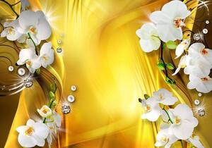 Fototapet - Orchid in Gold - Självhäftande 392x280