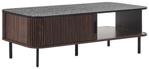 Soffbord i Mörkt Trä 41 x 60 x 120 cm Rustikt Skåp med Skjutdörrar Vardagsrum Sovrum Beliani