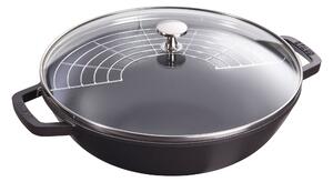 Staub Specialities 30 cm, Wok med glaslock, Svart