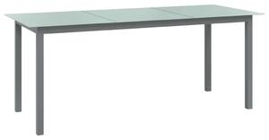 Trädgårdsbord ljusgrå 190x90x74 cm aluminium och glas