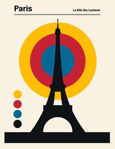 Illustration Paris Eiffel Tower Retro travel Print, Retrodrome