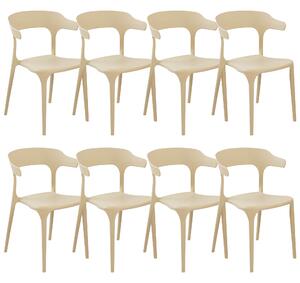 Set med 8 Trädgårdsstolar Beige Polypropen Lättviktiga Väderbeständiga Plast Inomhus Utomhus Modern Design Beliani