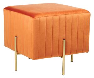 Schäslong Orange Sammetsklädsel Guld Metallben 48 cm Kvadrat Glamour Beliani