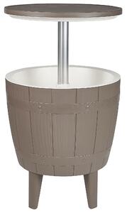 Trädgård Cool Bar Taupe Polypropylen Inbyggd kylbox Höjdjusteringsmekanism Bordsskiva ⌀ 48 cm Taupe Beliani