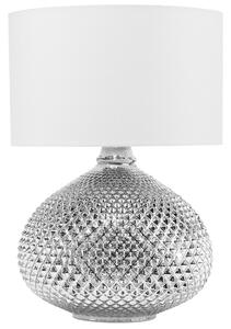 Bordslampa Silver Vit 55 cm Glasbas Högglans Glamour Beliani