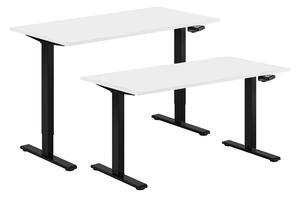 Höj & sänkbart skrivbord, vev, svart stativ, vit skiva, 100x70 cm