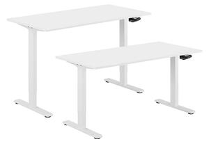 Höj- & sänkbart skrivbord, vev, vitt stativ, vit bordsskiva, 120x60 cm